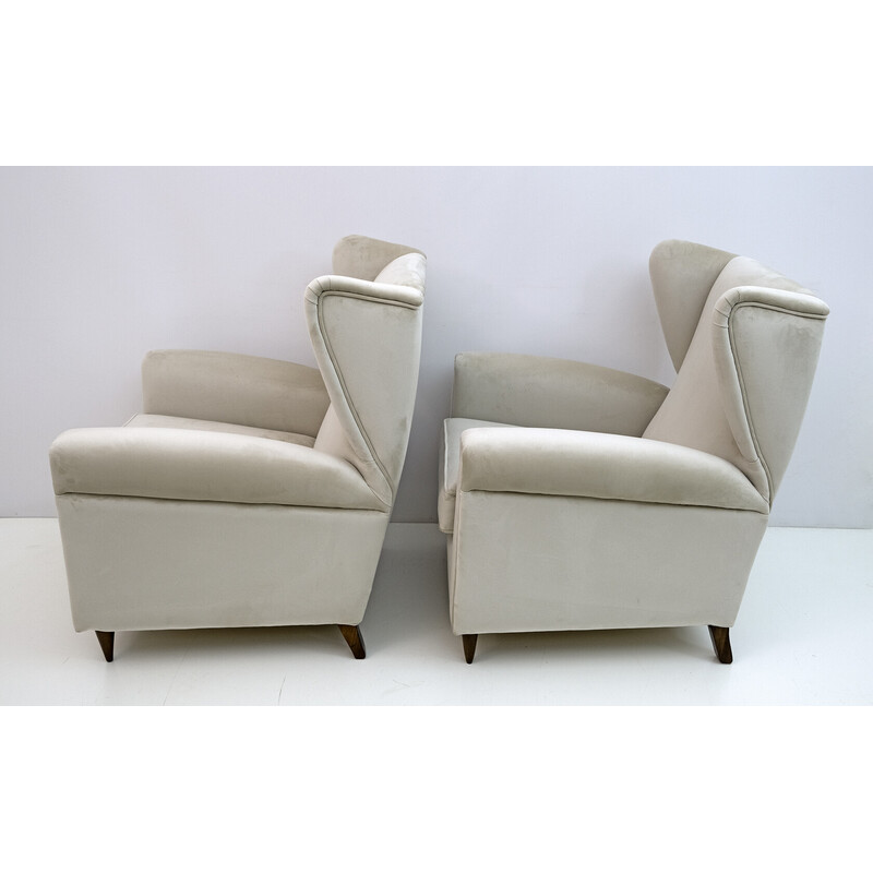 Pair of mid-century Italian velvet armchairs, 1950s