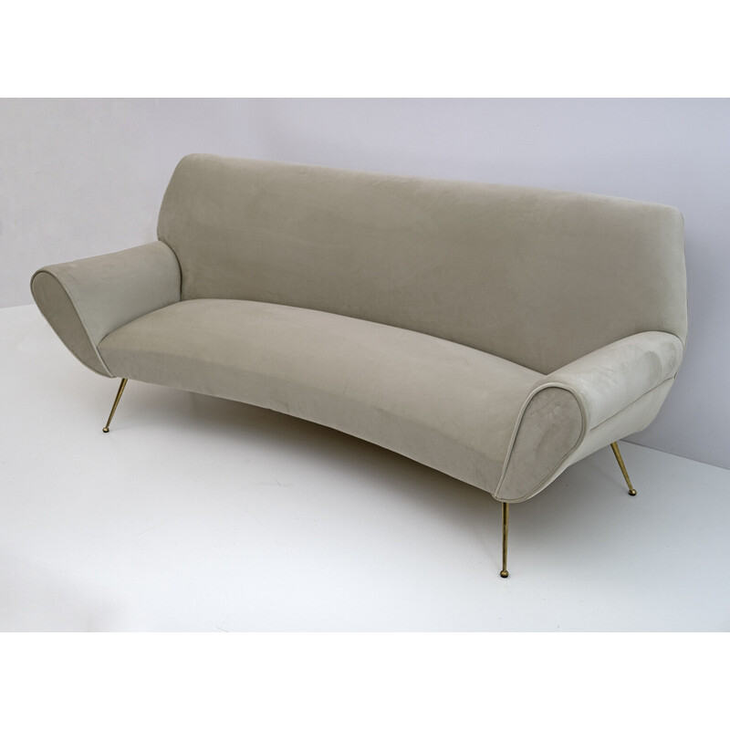 Mid-century Italian velvet curved sofa by Gigi Radice for Minotti, 1950s