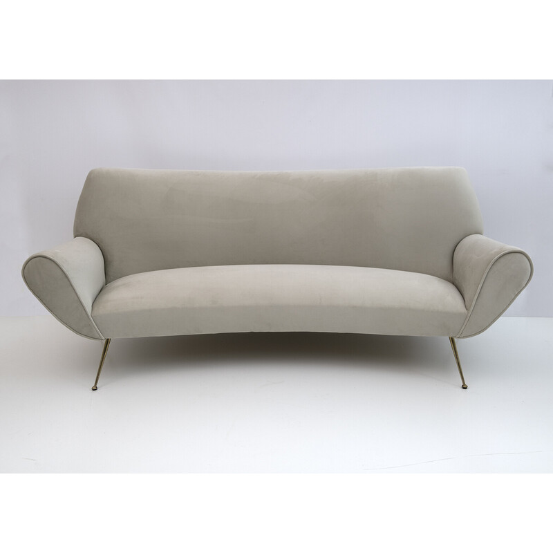 Mid-century Italian velvet curved sofa by Gigi Radice for Minotti, 1950s