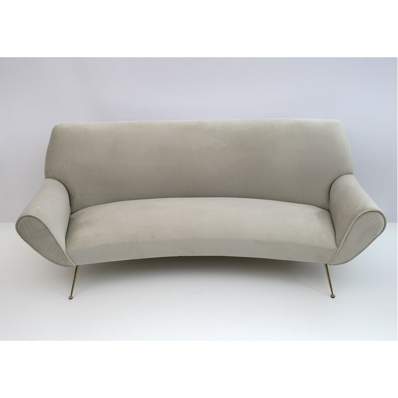Mid-century Italian velvet curved sofa by Gigi Radice for Minotti, 1950s