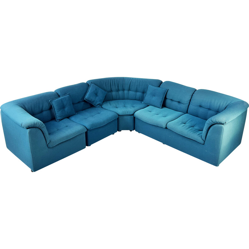 Mid century blue modular sofa, 1970s