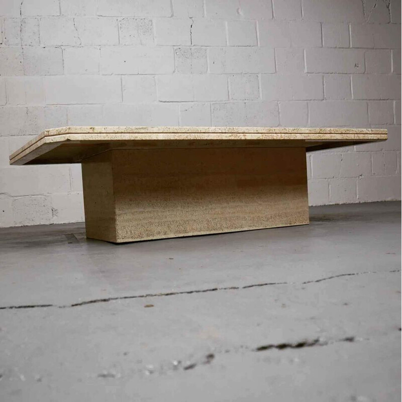 Vintage travertine coffee table by George Mathias for Maho, 1970s