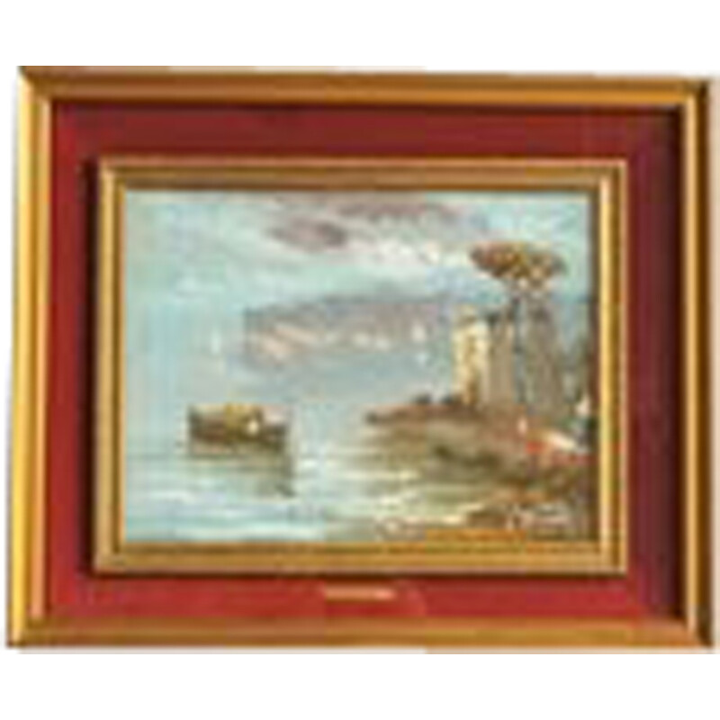 Vintage oil on canvas Landscape with frame by Giovanni Cappelletti, 1970