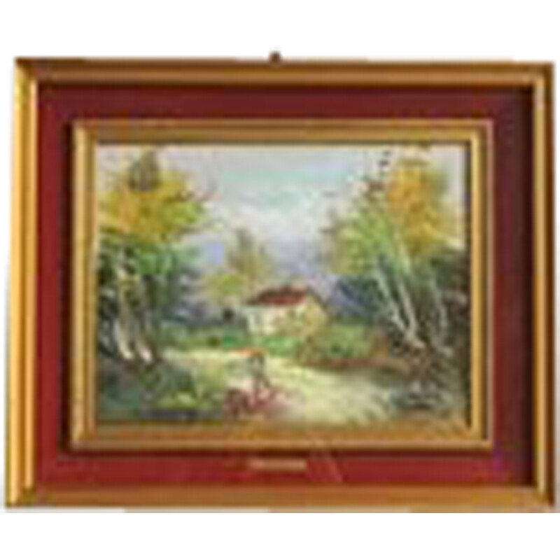 Vintage oil on canvas Landscape framed by Giovanni Cappelletti, 1970