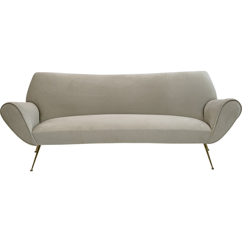 Mid-century Italian velvet curved sofa by Gigi Radice for Minotti, 1950s