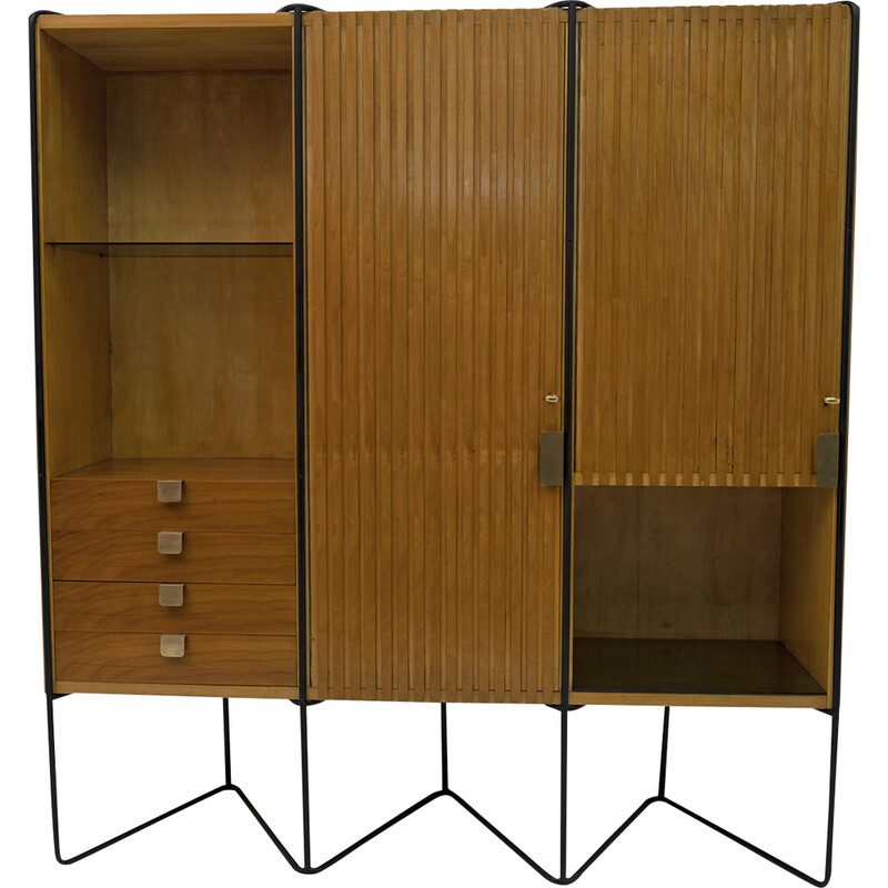 Vintage Taichiro Nakai teak wall cabinet by Consorzio La Permanente Mobili, 1950s