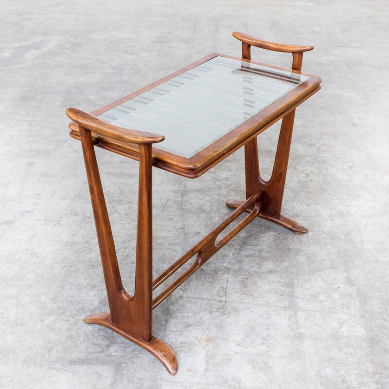 Rosewood side table with glass table top - 1950s