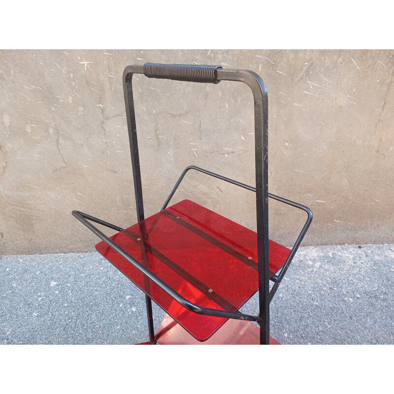 Vintage magazine rack with small shelf, 1960