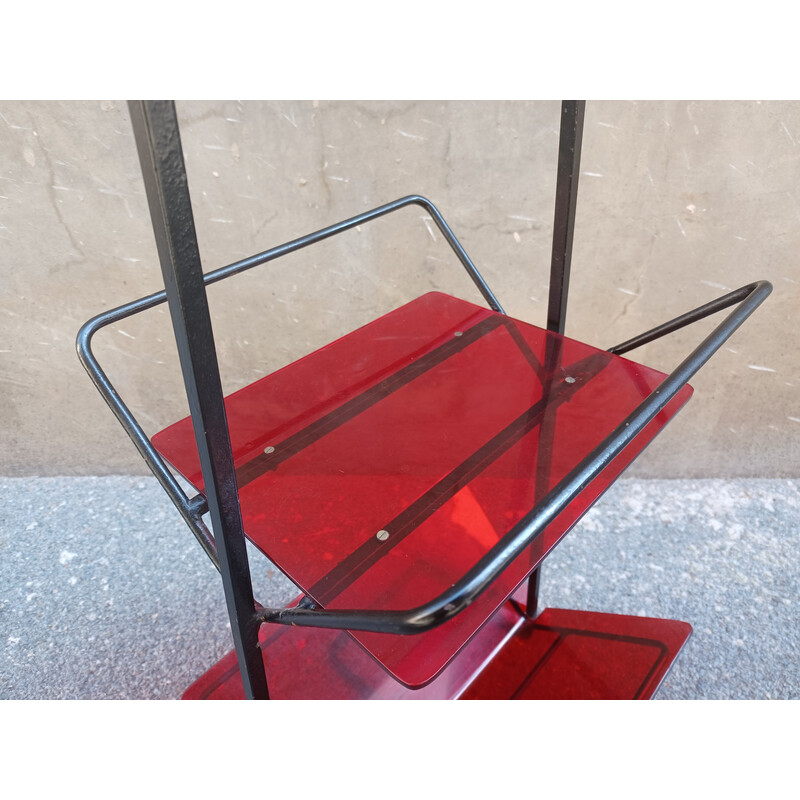 Vintage magazine rack with small shelf, 1960