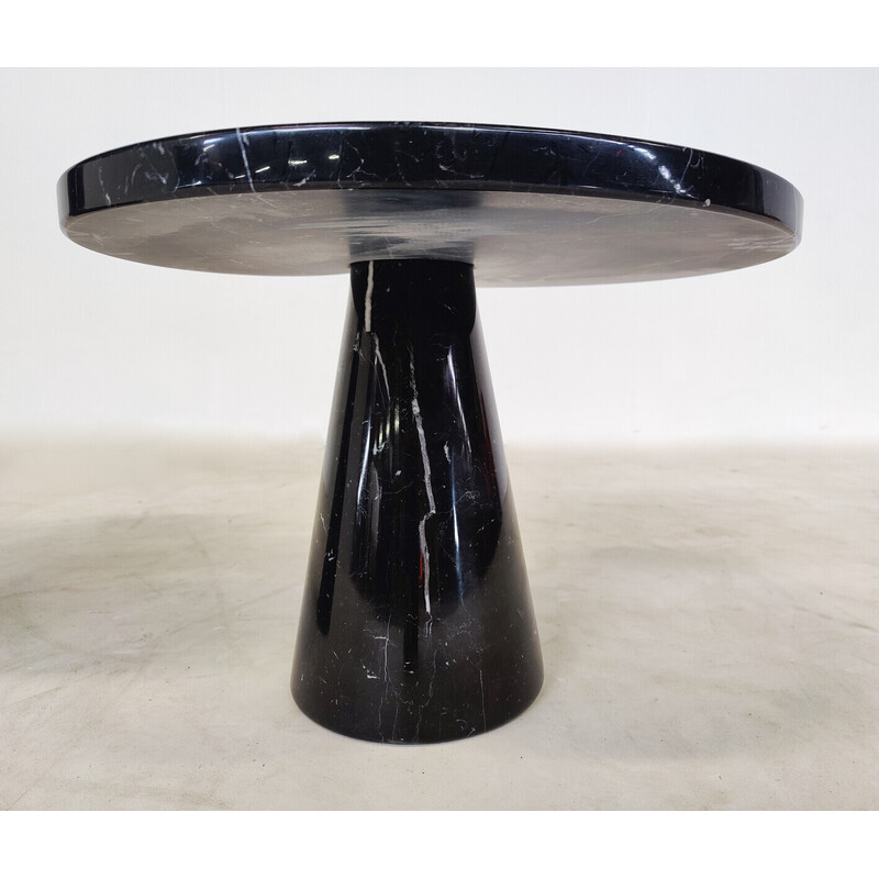 Pair of vintage black marble console tables model ''Eros'' by Angelo Mangiarotti for Skipper, Italy 1970s