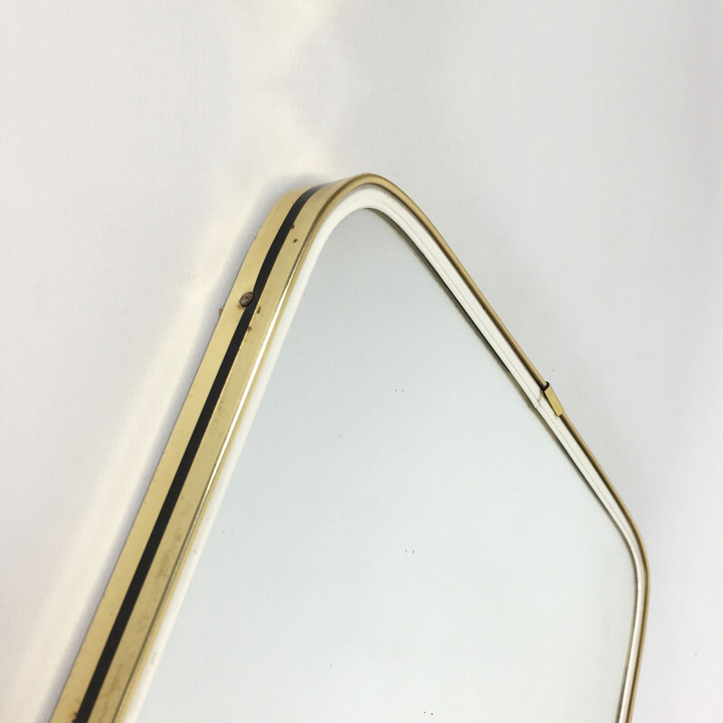 Free- shaped mirror with golden frame and black border - 1960s