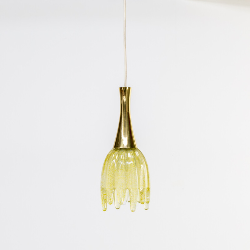 Brass and Murano glass hanging lamp - 1960s