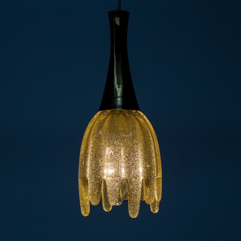 Brass and Murano glass hanging lamp - 1960s