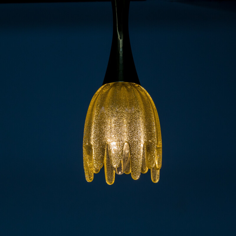 Brass and Murano glass hanging lamp - 1960s