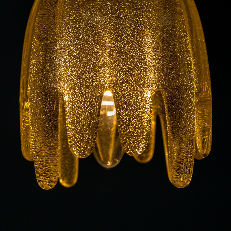 Brass and Murano glass hanging lamp - 1960s