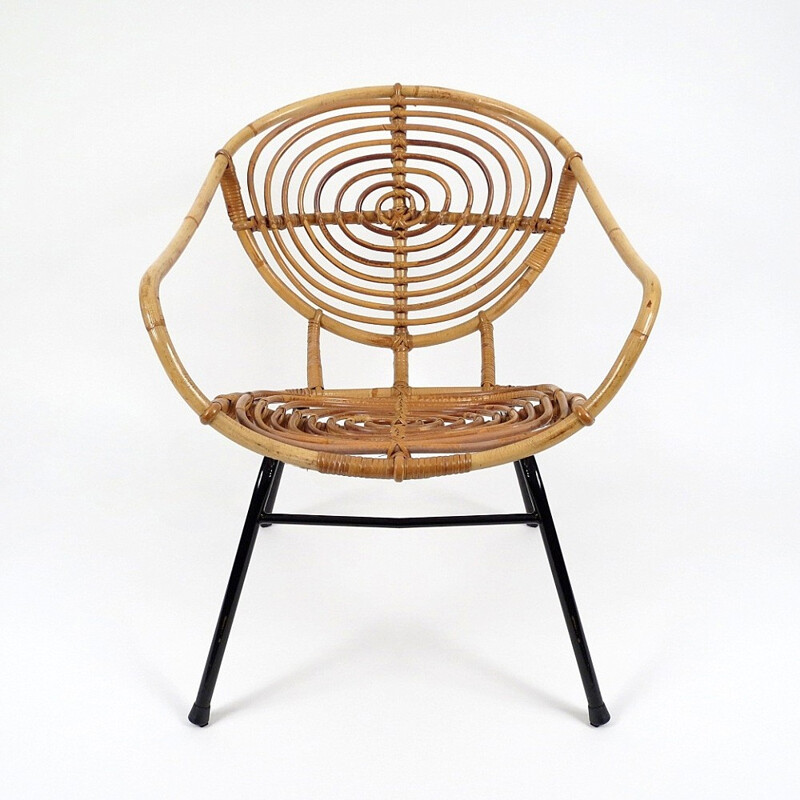 Pair of dutch rattan armchairs by Rohe Noordwolde - 1960s