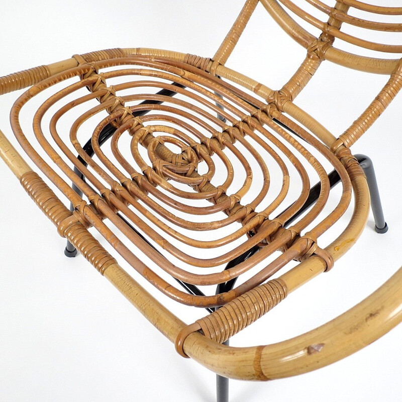 Paire de fauteuils néerlandais en rotin par Rohe Noordwolde - 1960