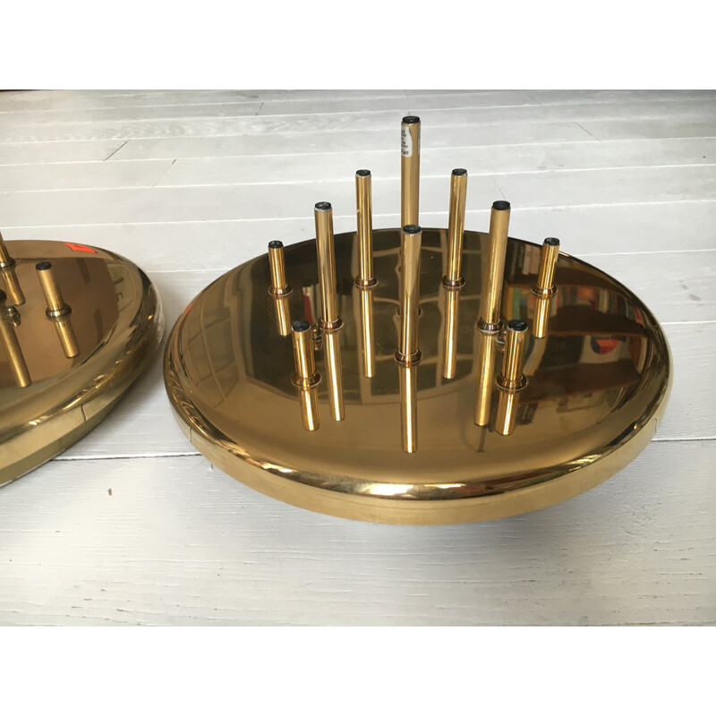 Paire d'appliques vintage en métal doré par Grossmann