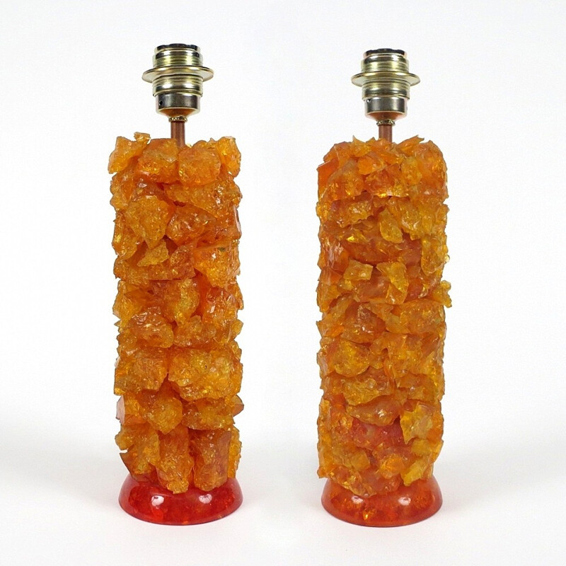 Pair of English resin table lamps - 1960s