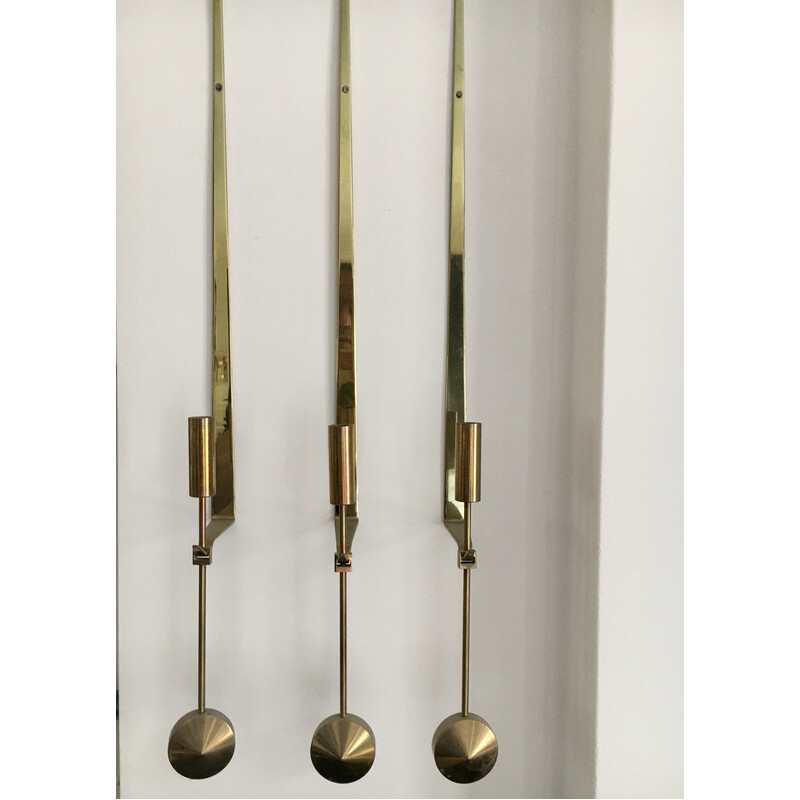 Skultuna vintage wall candlesticks in brass by Pierre Forsell