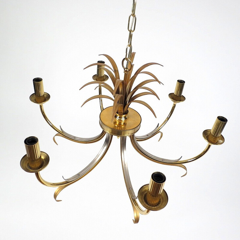 Pair of Belgian brass chandeliers by Boulanger - 1970s
