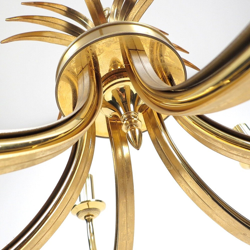Pair of Belgian brass chandeliers by Boulanger - 1970s