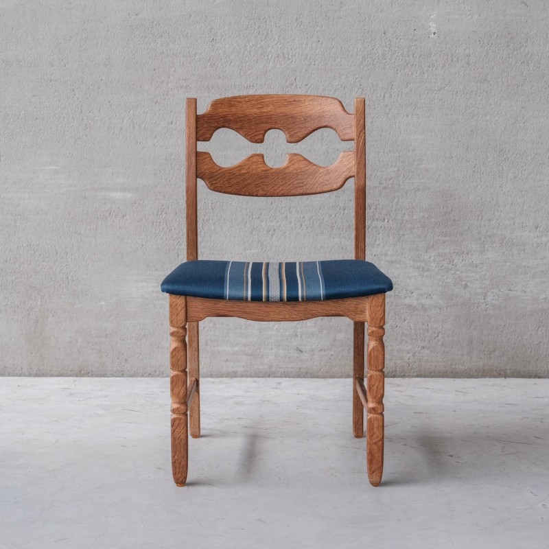 Conjunto de 6 cadeiras de jantar vintage modelo "Razor back" em madeira de carvalho por Henning Kjaernulf, Dinamarca 1960