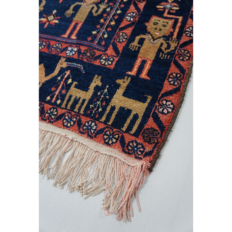Vintage colorido anudado a mano alfombra persa Baluch