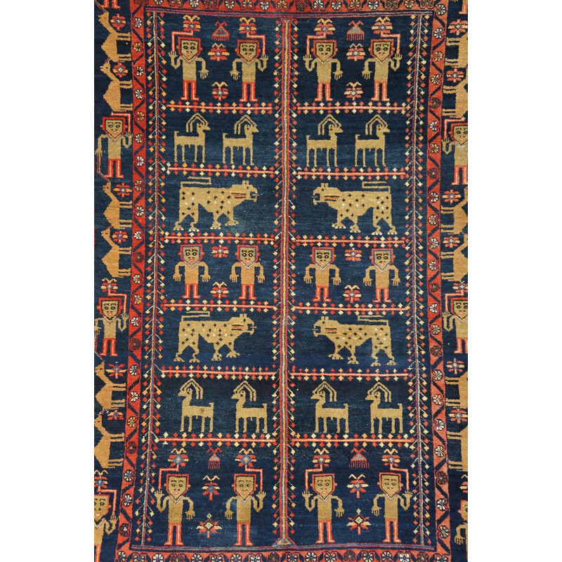 Vintage kleurrijk handgeknoopt Perzisch Baluch tapijt