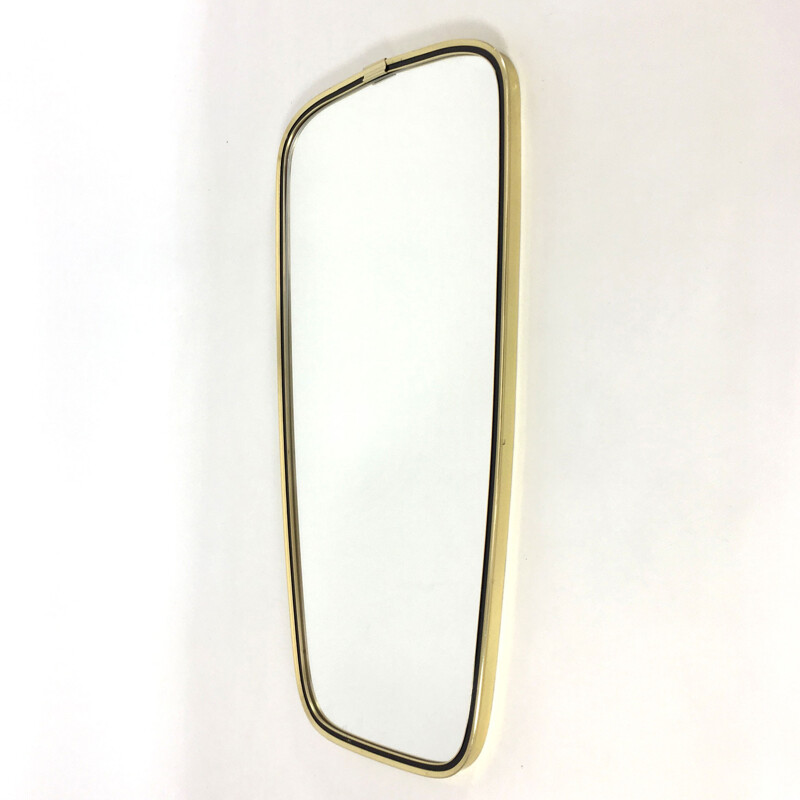 Modern free-shaped mirror with golden metal frame- 1960s