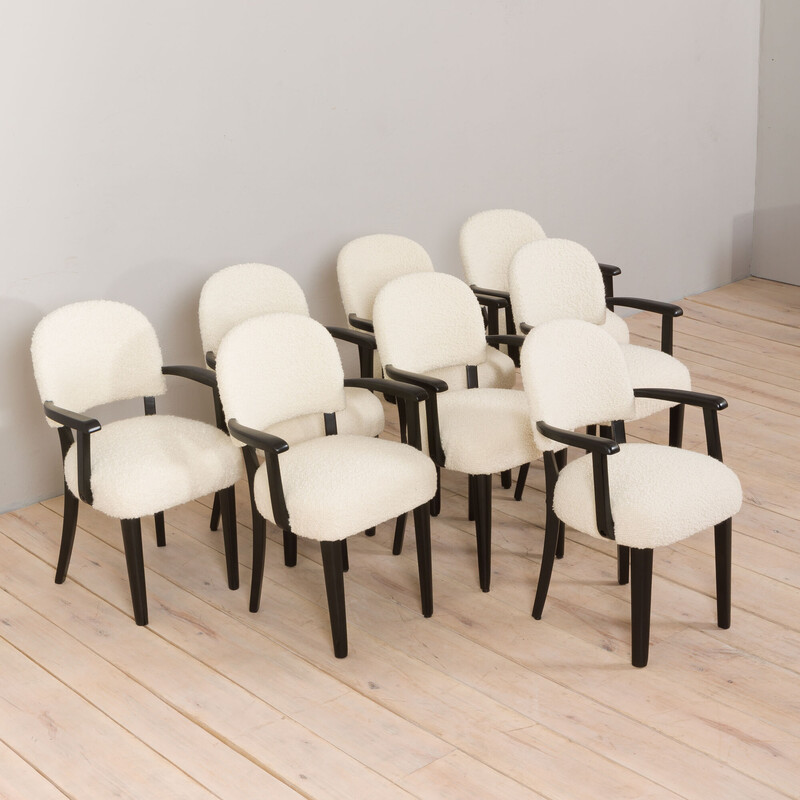 Set of 8 vintage dining chairs by Thonet, France 1950