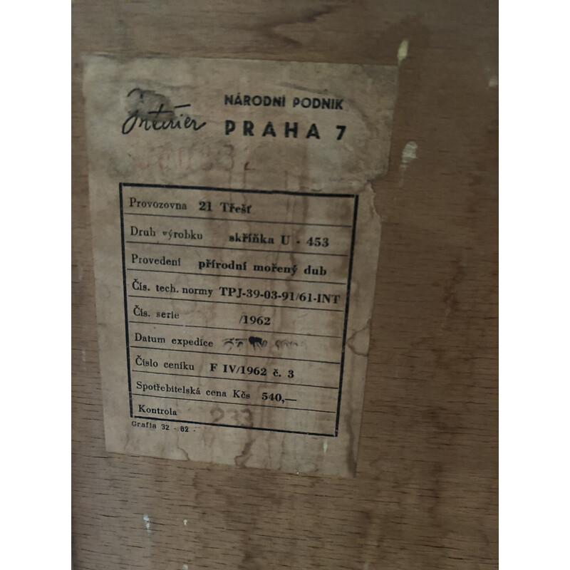 Cassettiera vintage n. U-453 in legno di faggio di Jiří Jiroutek per Interiér Praha, Cecoslovacchia 1960