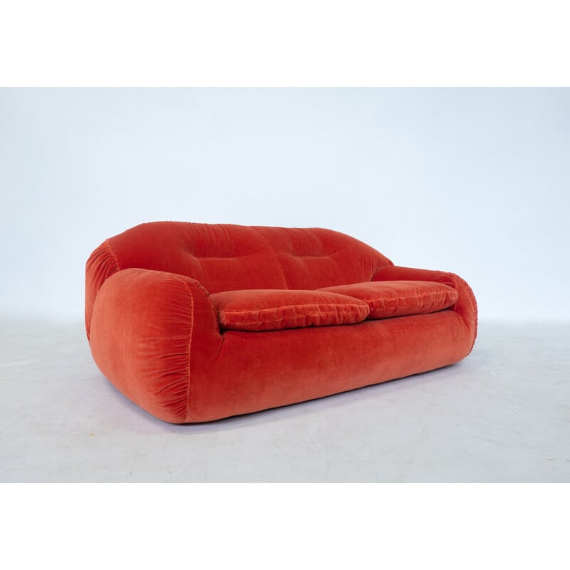 Orangefarbenes Sofa aus Samt, Italien 1960