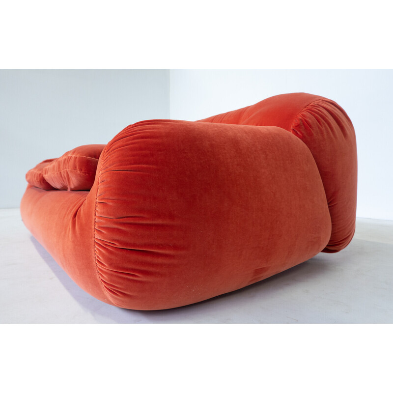 Orangefarbenes Sofa aus Samt, Italien 1960