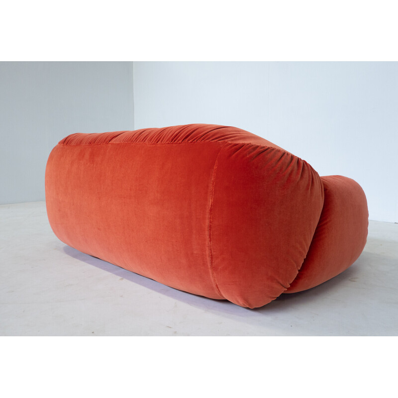 Vintage orange velvet sofa, Italy 1960