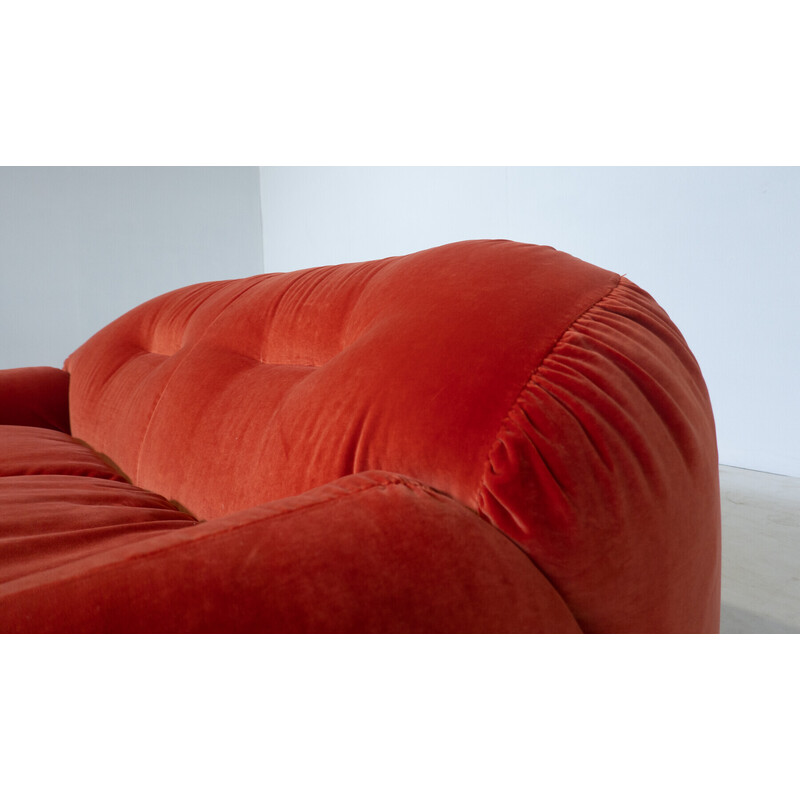 Orangefarbenes Sofa aus Samt, Italien 1960