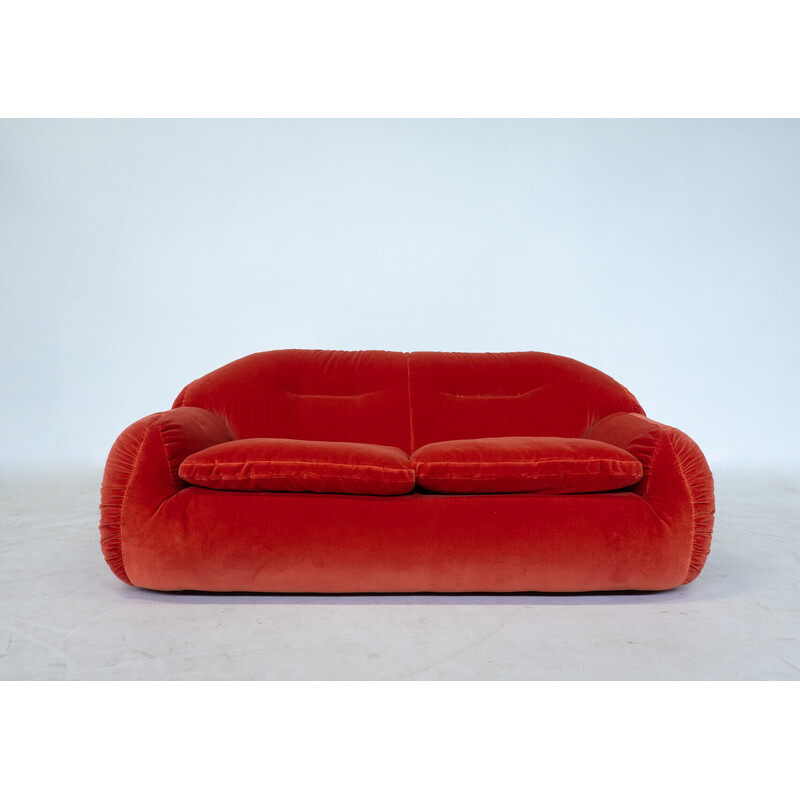 Orangefarbenes Sofa aus Samt, Italien 1960