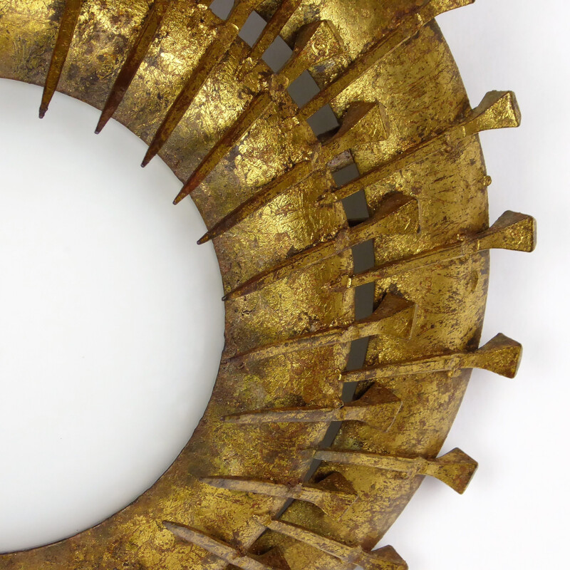 Ceiling lamp with 2 crowns of golden nails - 1950s