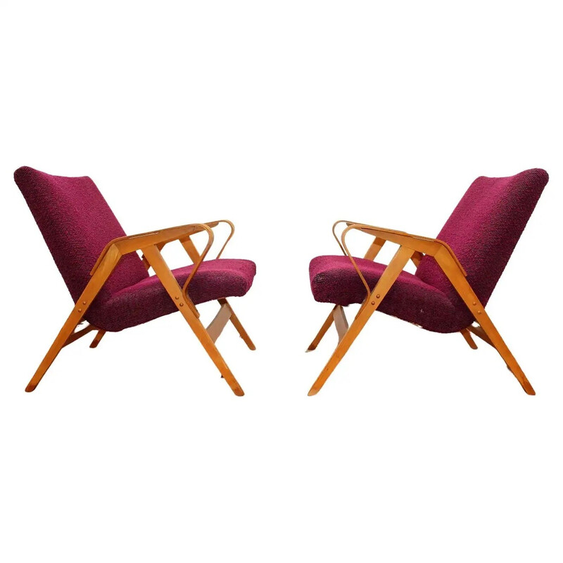 Pair of vintage armchairs n° 24-23 by František Jirák for Tatra nábytok, Czechoslovakia 1960