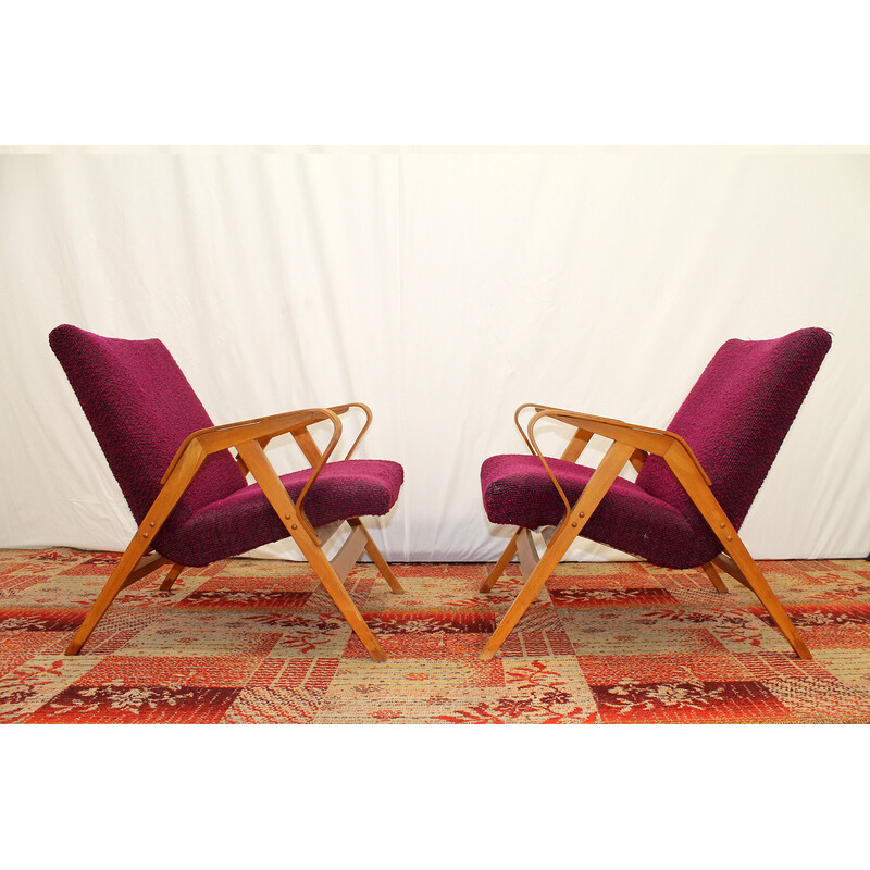 Pair of vintage armchairs n° 24-23 by František Jirák for Tatra nábytok, Czechoslovakia 1960