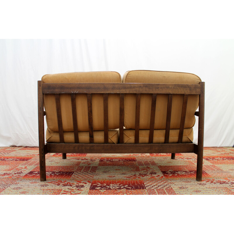 Vintage two seater sofa with upholstered in fabric, 1980s