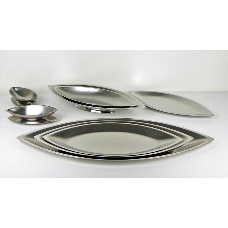 Cosmos plates by Guy DEGRENNE in stainless steel - 1970s