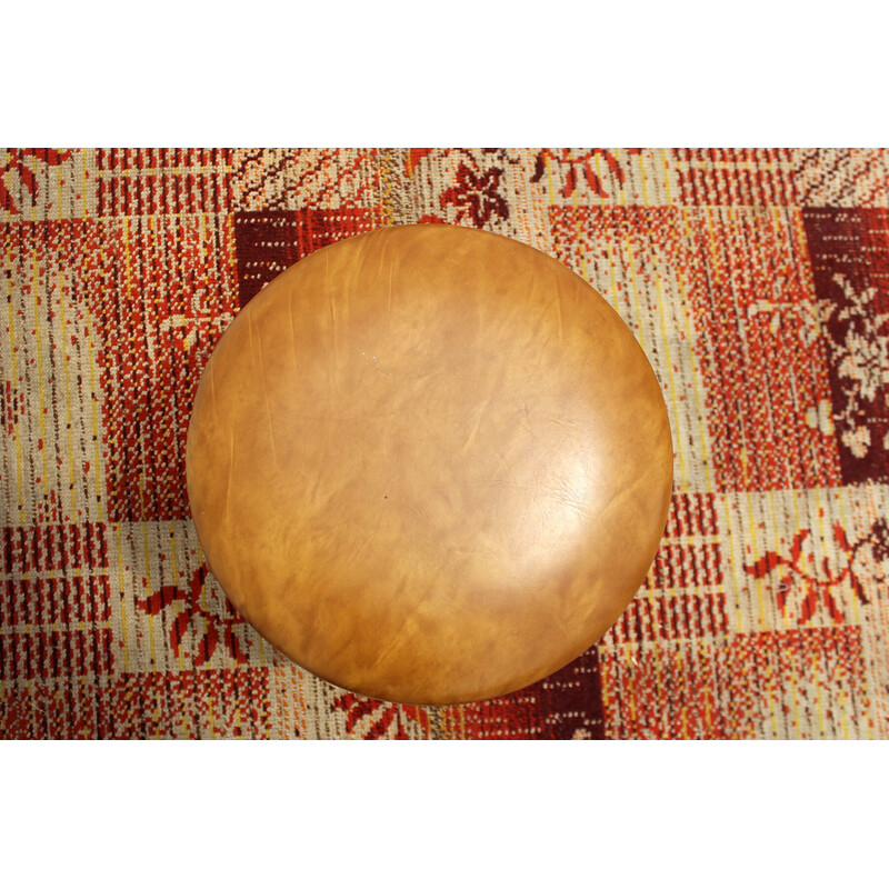 Vintage Eastern bloc leatherette pouffe, Czechoslovakia 1980