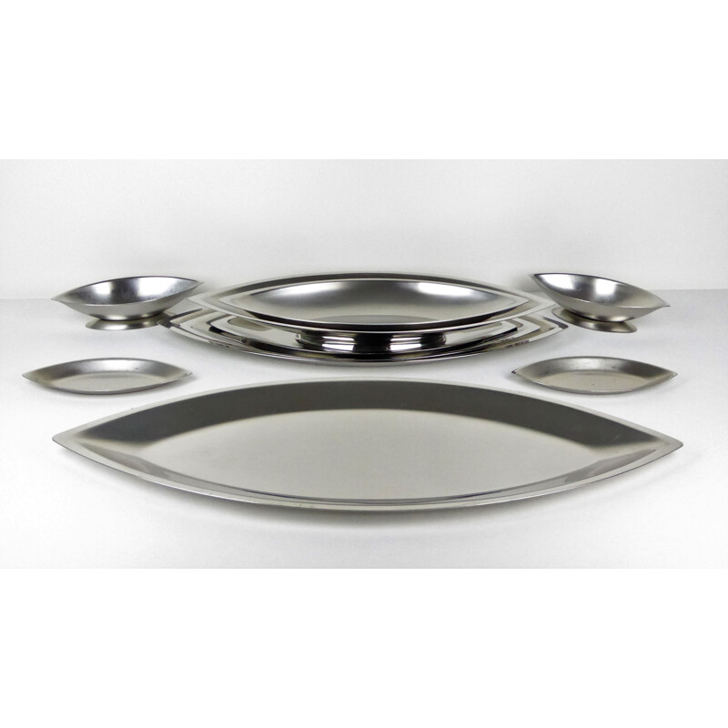 Cosmos plates by Guy DEGRENNE in stainless steel - 1970s