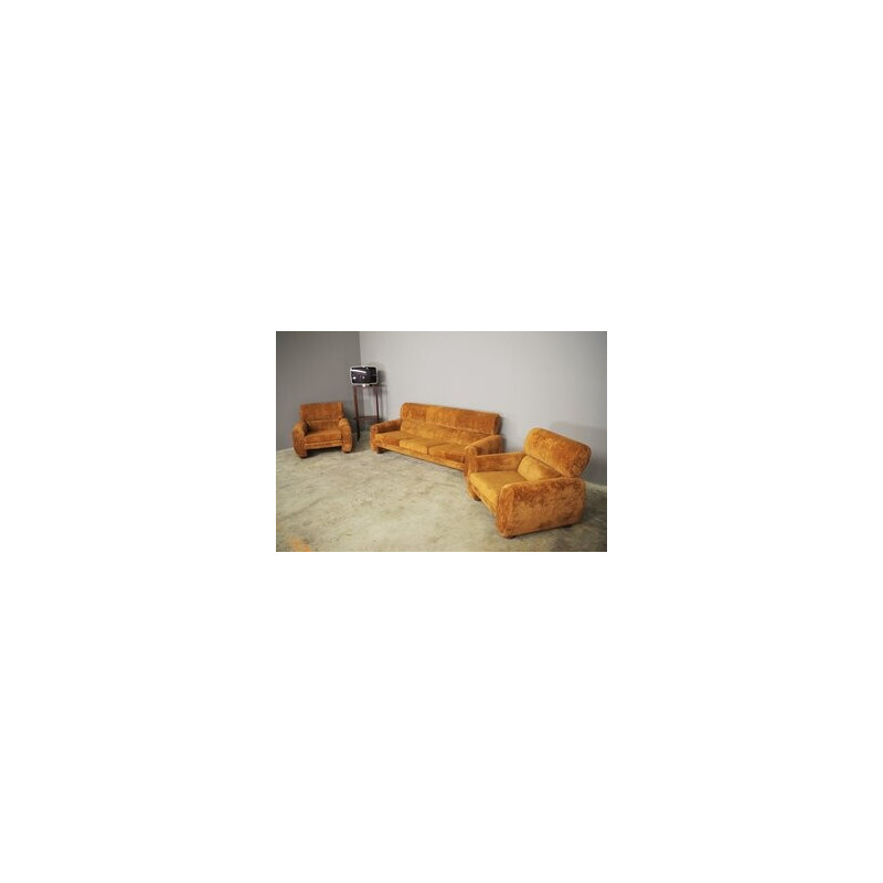 Vintage brown living room set, 1970s