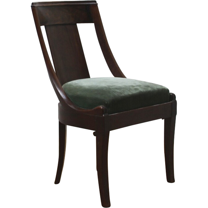 chaise vintage en bois - velours vert