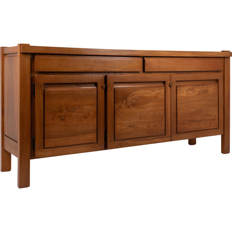 Vintage sideboard in blond solid elm by Maison Seltz, France 1960