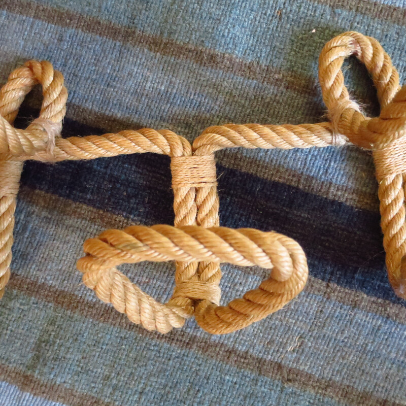 Vintage rope coat hook by Audoux Minet, France 1950