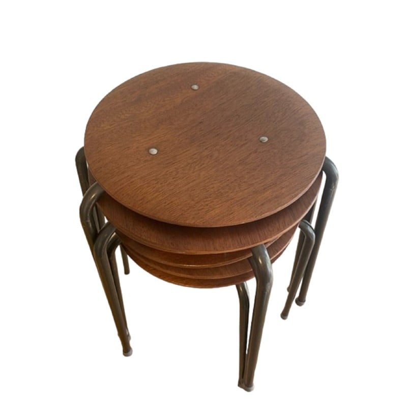 Vintage teak Dot stools, 1960s