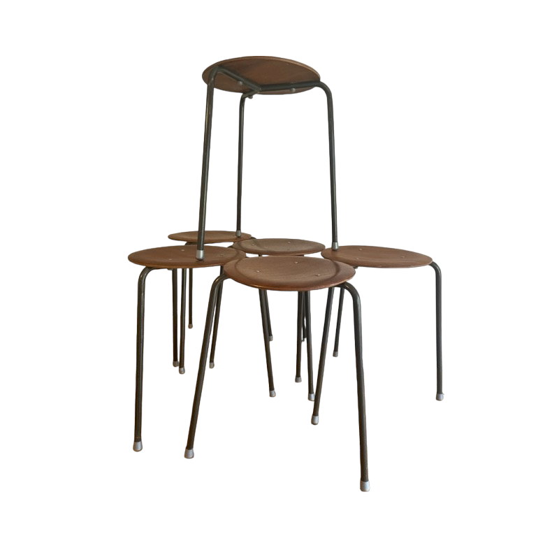 Tabourets vintage Dot en teck, 1960